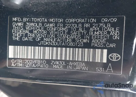 2010 Toyota Prius Ii z USA, uszkodzony, nr VIN JTDKN3DU1A1080123